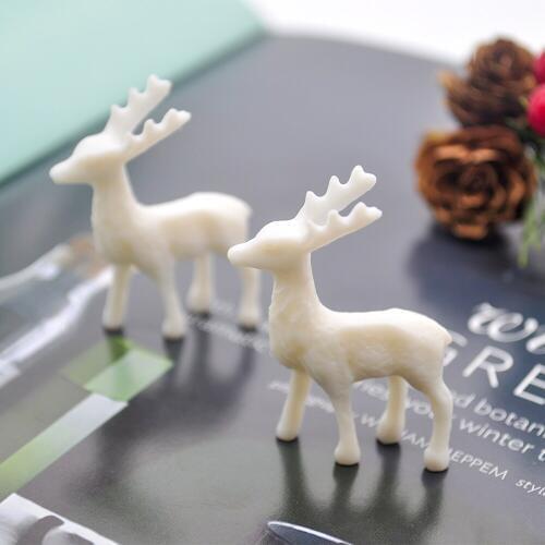 6PCS Artificial Mini Deer Doll Garden Home Model Plastic Crafts Statue Home Decoration Children Toy Decoration Christmas Pendant