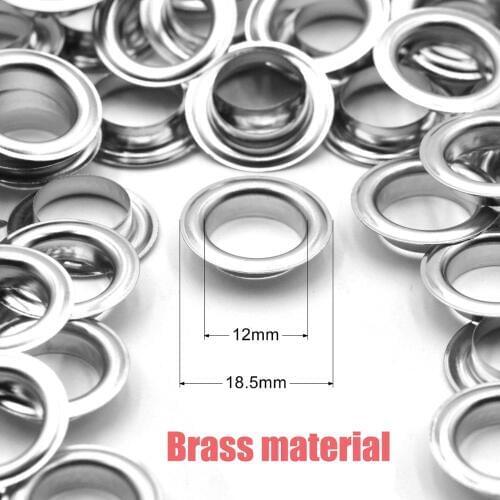 KALASO 30sets 12mm Pure Brass Material Silver Flat Edge Grommet Eyelet With Washer Fit Leather DIY Craft Shoes Belt Cap