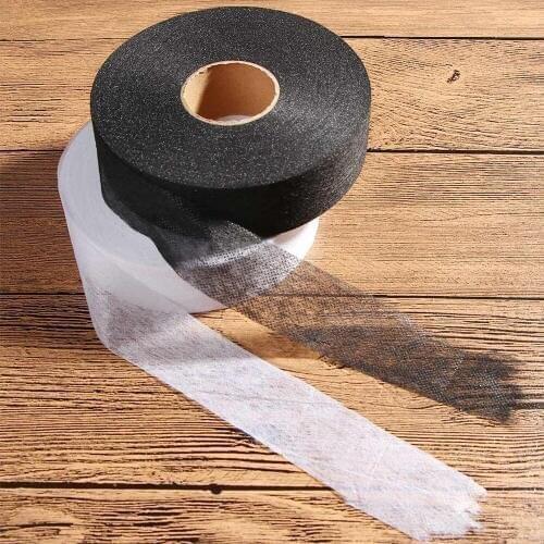 100M Black &White Wonder Web Iron On Hemming Fabric Tape Single-sided Adhesive Roll Clothes Sewing Turn up Hem DIY Art Crafts