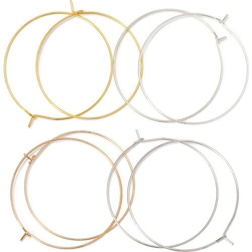 20Pcs/lot Earrings Hoops 20/25/30/35mm Big Circle Earwire Hoops Earring Clasp Hook for DIY Jewelry Making Accessories Supplies