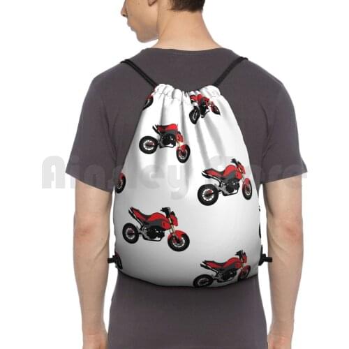 Red Grom Backpack Drawstring Bag Riding Climbing Gym Bag Grom Motorcycle Bike Biker Sport Bike Race Street Bike Grom Squad