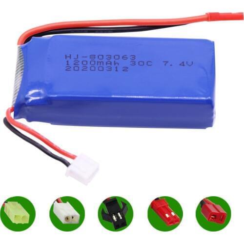 7.4V 1200mAh Lipo Battery For Yizhan Tarantula X6 H16 RC Drone Quadcopter 7.4V battery JST/SM/EL Plug for WLtoys V666 V262 V323