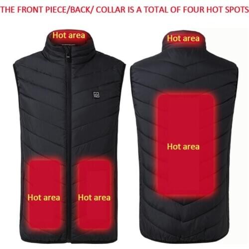 USB Heated Jacket Men Hiking Vests Outdoor Infrared 4 Places Heating Vest Winter Flexible Electric Thermal Clothing Waistcoat