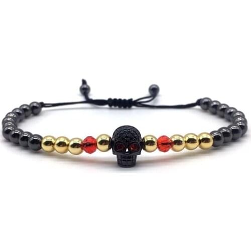 Punk Skull Mens Bracelets 2020 Fashion New Disco Ball Braided Macrame CharmBracelet For Men Jewelry Gift