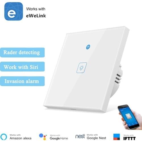 EWeLink WiFi Wall Switch With Radar Motion Sensor Switch Motion detector APP Wireless Control EU Standard Alexa Siri Compatible