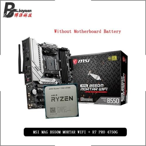 AMD Ryzen 7 4750G R7 4750G CPU + MSI MAG B550M MORTAR WIFI Motherboard Suit Socket AM4 All new but without cooler