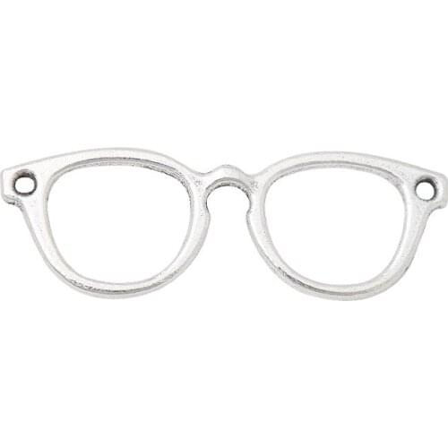 RAINXTAR Fashion Alloy Glasses Charms Fit Necklaces Jewelry Making Connector Charms 19*55mm 10pcs AAC494