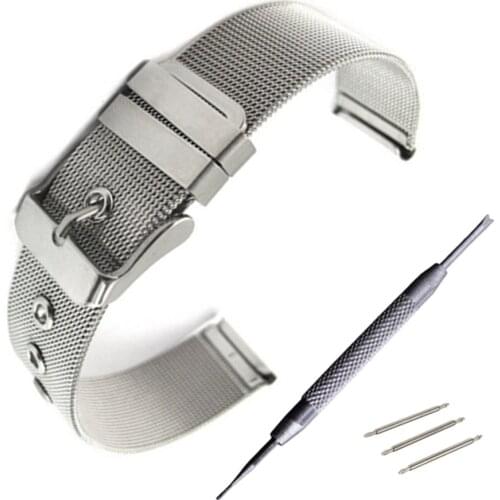 Milanese Watchband 14mm 16mm 18mm 20mm 22mm 24mm Universal Stainless Steel Metal Watch Band Strap Bracelet Silver