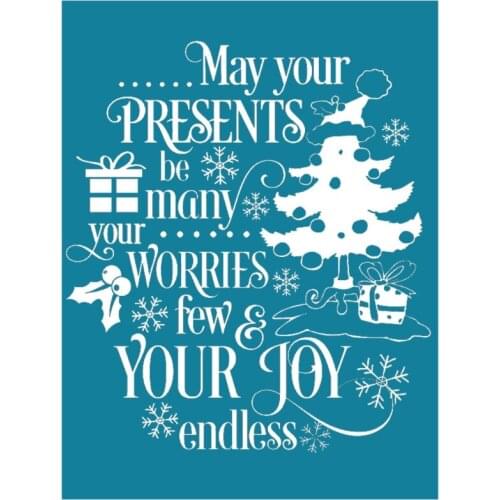 Christmas Tree Gift Self-Adhesive Silk Screen Printing Stencil Reusable Sign DIY N0PA