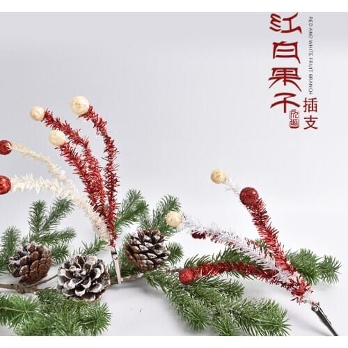 Christmas decorations simulation PVC red and white fruit cutting clip Christmas tree scene layout dress up clip 21CM