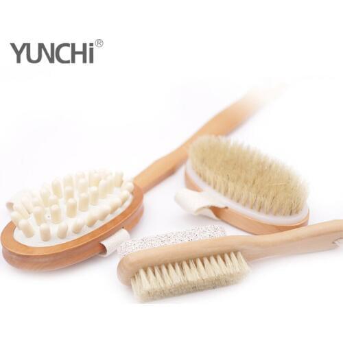 Dry Drushing Body Brush 100% Natural Bristles Detachable Wooden Handle for Skin Beauty Newest Antiaging Method Brush Set