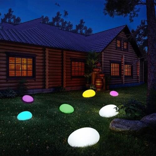 Solar Garden Lights Glow Cobble stone Shape Lamp Waterproof Color Changing Landscape Night Lights for Lawn/Patio/Path/Wedding