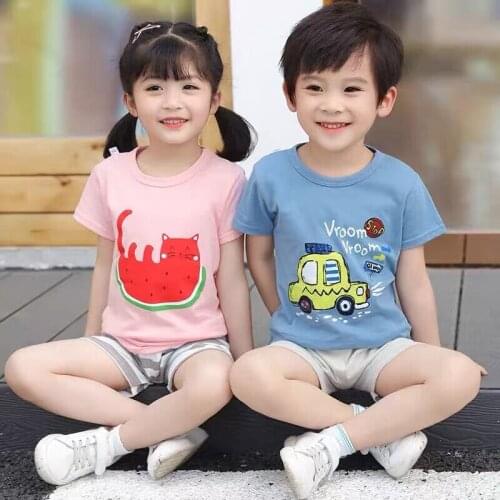 Baby Boys Tracksuit Toddler Girl Clothes Sets Kids Summer Short Sleeves T Shirts Cotton Tops Pants 2pcs Children Outfits Suits