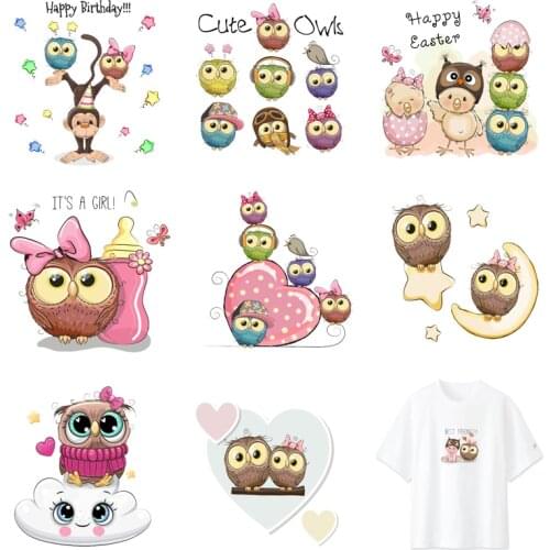 Iron-on Transfers for Clothing Ironing Patches Heat Transfer Stickers Diy Owls Patch Appliques Fusible Vinyl Adhesive Stripe C
