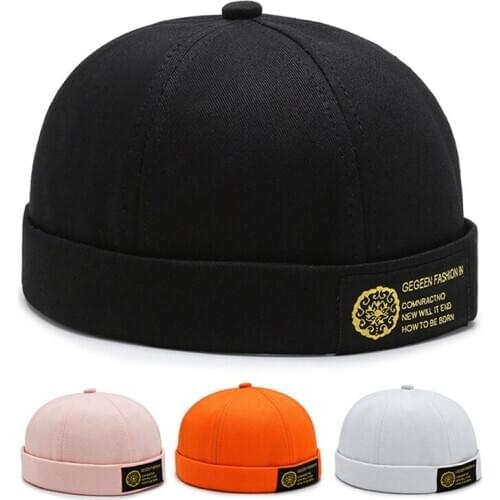 Vintage Hip Hop Hat Men Washed Cotton Retro Skullcap Adjustable Brimless Hat Landlord Breathable Beanie Hat Sailor Cap New