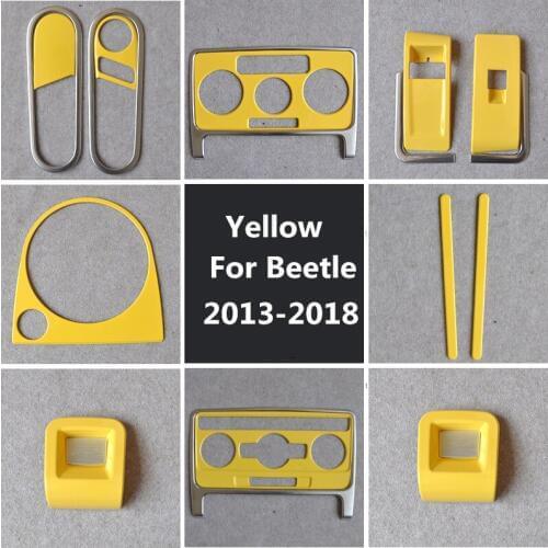 Yellow Interior Styling Moulding Trim Gear Handle Window Control Panel Cover for Volkswagen Beetle 2013 2014 2015 2016 2017 2018