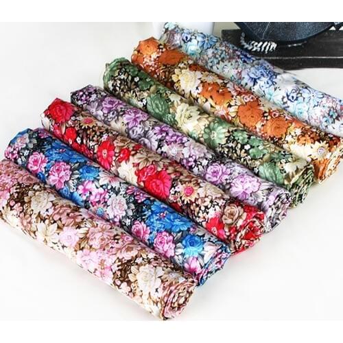 Romantic Floral Patterned Cloth Soft Dress Scarfs Diy Satin Fabric