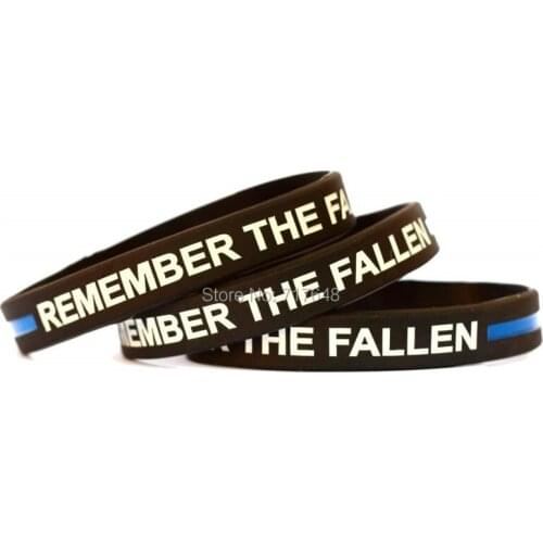 100pcs Remember The Fallen Thin Blue Line wristband silicone bracelets free shipping by epacket A