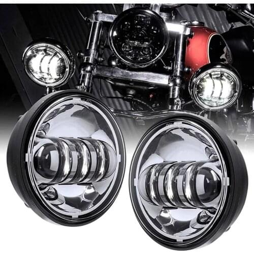 2 Pcs Motos 4.5 INCH Motorcycle Led Fog Lamp 4-1/2" 30W Chrome LED Auxiliary Fog Passing Light For Harley Motorcycle Led Lights