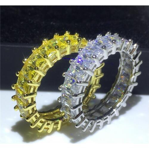 2018 Tennis Jewelry 925 Sterling Silver ring Princess cut Sona 5A zircon Stone Engagement Wedding Band Rings for women men Gift