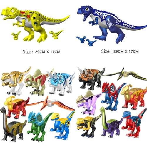 22Pcs Animal World Jurassic Dinosaur Series Stegosaurus Tyrannosaurus Brachiosaurus Building Blocks Bricks Toys Gifts