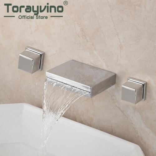 Bathroom 3 Pcs Wall Mounted Bathtub Faucet Chrome Mixer Tap Bathtub Basin Sink Taps Robinet Baignoire Vanity Faucets