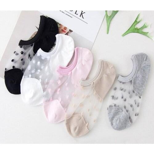 50 Pairs/lot Women Girl Non-slip Invisible Socks Summer Solid Color Mesh Ankle Boat Socks Female Cotton Slipper No Show Socks