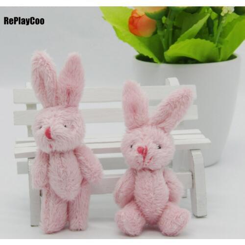 50Pcs/Lot Mini rabbit Stuffed Plush Toys 8cm Small rabbit Stuffed Toys pink Pendant Kids Birthday Gift Party Decor02602