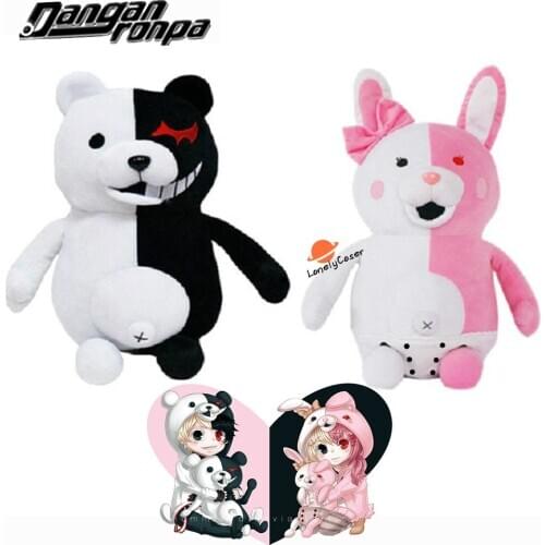 Anime Danganronpa Monomi Monokuma Black Pink White Bear Plush Soft Toy Cosplay Props Halloween Christmas Bunny Plush Toys Gift