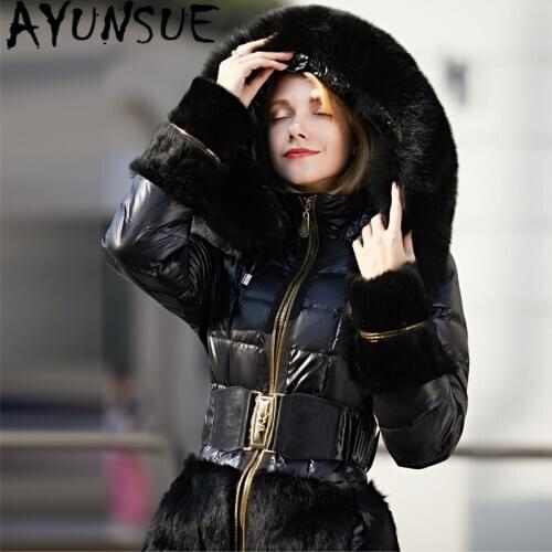 AYUNSUE Real Fox Fur Hooded Womens Winter Down Jacket Female 90% Duck Down Coat Woman Thick Warm Parkas Mujeres Abrigos U13108