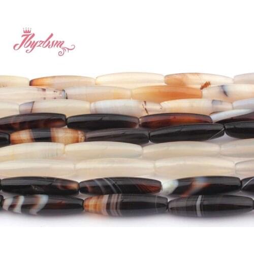 Free Shipping Natural Agates Oval Smooth Loose Beads Stone Beads For DIY Necklace Bracelet Earring Jewelry Making 15" 6x25mm