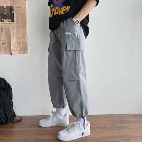 Mens Korean Fashion 2021 Hip Hop Cargo Pants Cool Street Boy Free Styles Basketball Skateboarding Sports Casual Wear Spring Fall