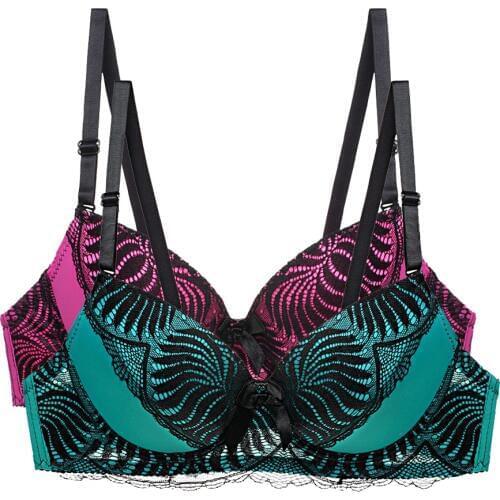 2PCS/Lot Sexy Bras For Women Lace 3/4 Cup Bra Deep V Underwear B C Cup Bras Lingerie Charming Brassiere