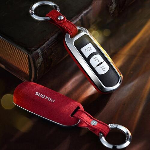 Genuine Leather Galvanized Alloy Car Key Case Cover For Mazda 2 3 6 Axela Atenza CX-5 CX5 CX-7 CX-9 2015 2016 2017 2018 2019