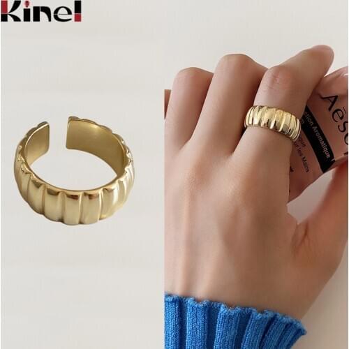 Kinel 100% Real 925 Sterling Silver Ring Woman Jewelry Simple 2020 Classic Wedding Ring Fashion Female 14K Bague Bijoux Gift