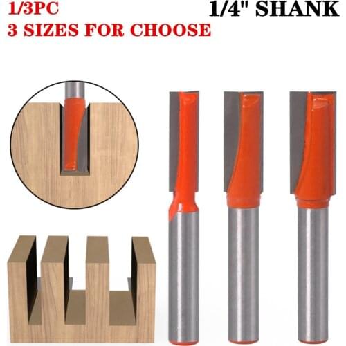 1Pc 6.35mm Shank Bottom Cleaning Straight/Dado Wood Router Bit Carbide Diameter 1/4" 5/16" 3/8" Milling Cutters