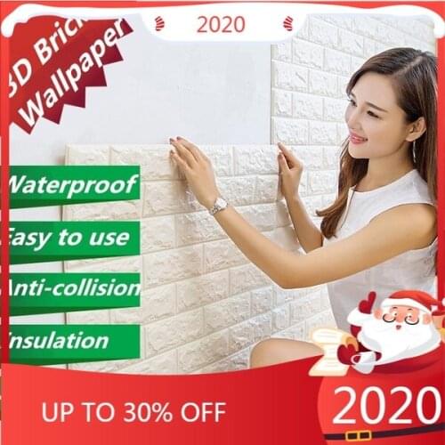 Creative Home Decor 3D Wallpaper PE Foam DIY Wall Stickers Home Decoration Wall Decor Embossed Brick Stone Living Room Bedroom