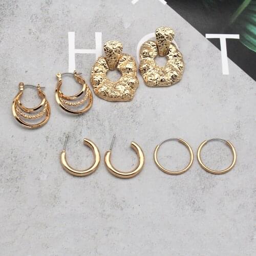 Circle Earrings Vintage Multi-layer Fashion New Styles Clip On Hoop Thin Gold Ring Ear Texture Stylish Street Metallic 202125