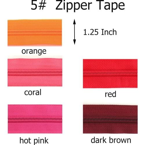 Zipper Tape with Plastic Teeth Size 5# Nylon Coil Zipper Slider for Zipper Heads Making Handbag Purse Bag Sewing Hardware By The
