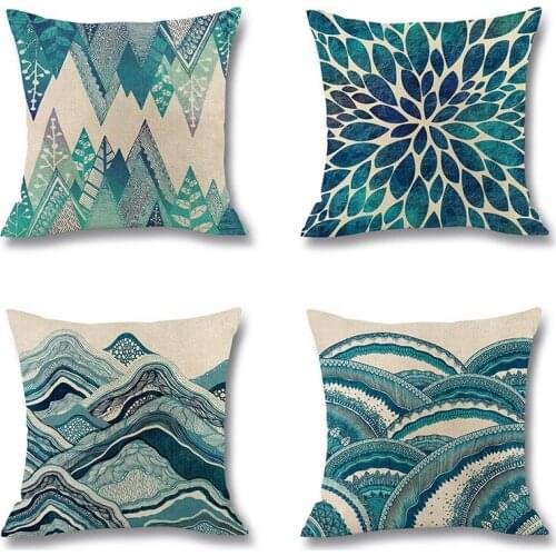 45x45cm Ocean Wave Digital Printing Pillowcase Linen Cushion Cover Waist Pillow Case Dropshipping AT94