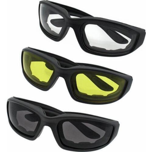 3 Pairs Motorcycle Bike Wind Resistant Padded Foam Riding Glasses (Yellow Clear Smoke For Choice)
