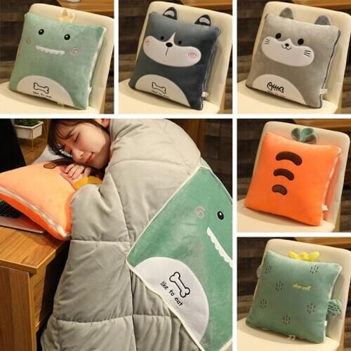 Pillow And Quilt Double Use Cute plush Toy Pillow Lunch Break Warm Pillow Lying bed plane travel blanket Plush Toy Doll Gift Toy
