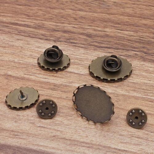 Blank Oval Lace Bezel Cabochons Base Shirt Neck Collar Clip Brooch pins Butterfly Backs Settings findings Antique Bronze tone
