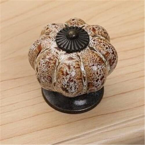 Luxury Pumpkin Ceramic Handle Knobs Single Hole Furniture Cabinet Cupboard Wardrobe Drawer Door Knob Pulls Room Decor