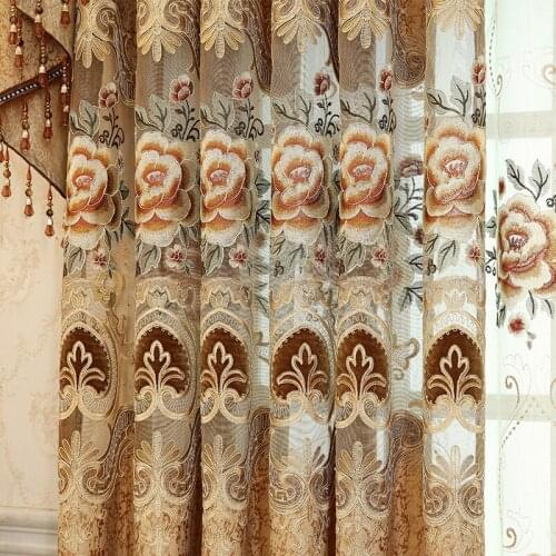 European Hollow Embroidery Curtains Custom Curtain Fabric Curtains for Living Dining Room Bedroom Balcony Curtains