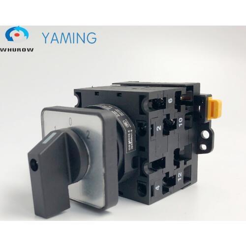 Rotary universal switch 3 position Cam switch manual switch industrial DIN rail black 3 poles 32A 12 terminal YMW42-32/3