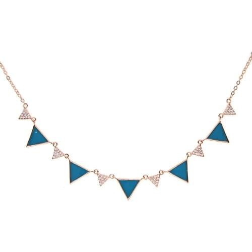 Turquoises Blue Triangle Cz Triangles Link Chain Choker Statement 2020 Fashion Luxury Women Gift Geometric Classic Necklace