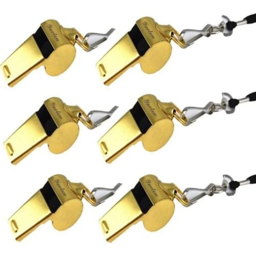 1Pcs Foreign Trade Hot Gold Stainless Steel Rope Whistle Hanging Neck Outdoor Lifesaving Whistle