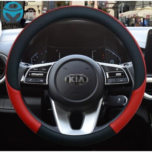 100% DERMAY Brand Leather Sport Car Steering Wheel Cover Non-slip for Kia Cerato Saloon KOUP Sedan 2001-2020 Auto Accessories
