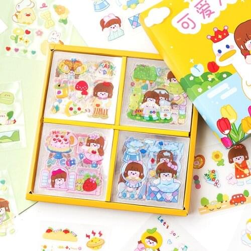 100Sheets/Pack Cartoon Girls PET Stickers For Scrapbooking DIY Luggage Journal Cell Phone Decorative Material Paper ​Gift